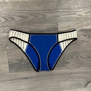 Victorias Secret Blue Crochet Whipstitch Bikini Bottom Swimwear Medium